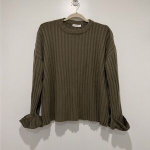 Mod Ref Khaki Ribbed Crew Neck Sweater
